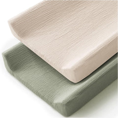 MairMore changing pad cover shows soft muslin surface for baby comfort during diaper changes.