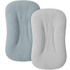 MairMore muslin baby cover blue closeup highlighting soft breathable fabric for gentle newborn comfort.