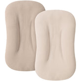 MairMore newborn lounger cover in muslin fabric for breathable baby comfort.