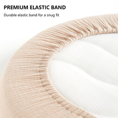 MairMore Muslin Bassinet Sheet demonstrates versatile oval and rectangle compatibility.
