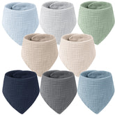 MairMore muslin bibs close-up shows soft fabric and gentle absorbency for drool.