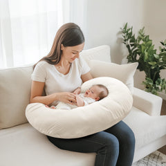 MairMore nursing pillow cover printed design close-up showing nursery style