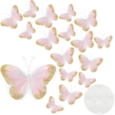 Maitys large feather butterfly decal with gold glitter for elegant wall decor.
