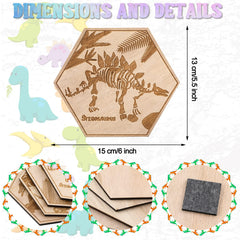 Maitys dinosaur wall art hexagon-dino-2 brightens playrooms with friendly laser-engraved dinos