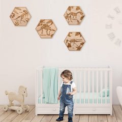 Maitys dinosaur wall art hexagon-dino-3 creates a classroom or nursery focal point