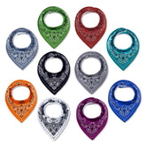 Maiwa 10-pack baby triangle bibs with drool-absorbent front for teething days.
