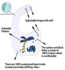 Maiwa dinosaur bibs waterproof layer visible for drool and spill containment