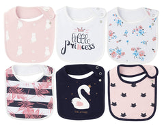 Maiwa baby bibs waterproof drool 6-pack closeup protects clothes during meals.