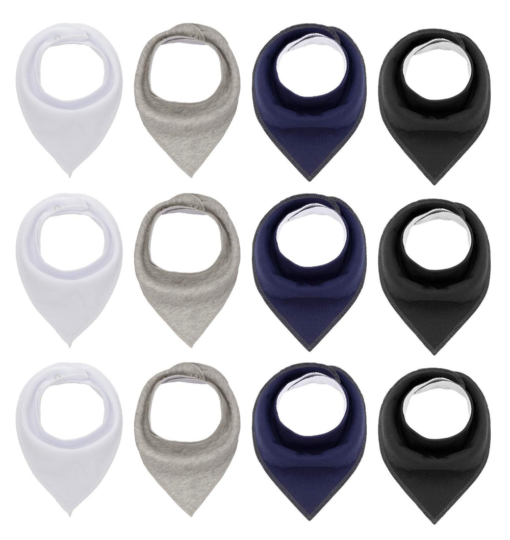 Maiwa black white bandana drool bibs front view with soft cotton for gentle drool absorption