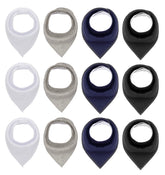 Maiwa black white bandana drool bibs front view with soft cotton for gentle drool absorption
