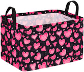 MAIZMZ heart-print storage basket closeup in linen-cotton for stylish toy organization