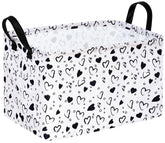 MAIZMZ heart-print storage basket close-up showing durable linen blend for tidy spaces