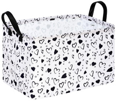 MAIZMZ heart-print storage basket close-up showing durable linen blend for tidy spaces
