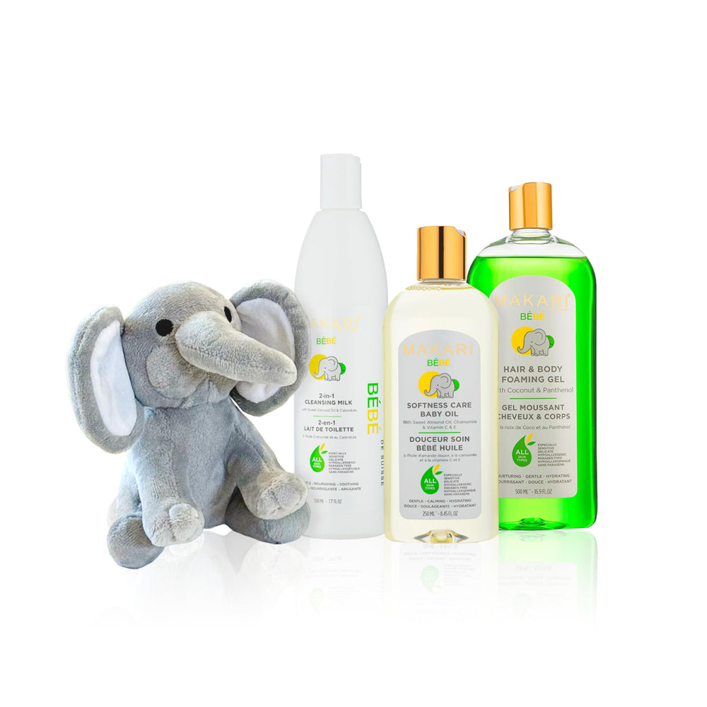 MAKARI Baby Skin Care Set 2-in-1 Cleansing Milk bottle for gentle cleansing and soft newborn skin.