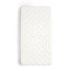 Makemake Organics Dotty changing pad closed showing compact portable design for on-the-go diaper changes