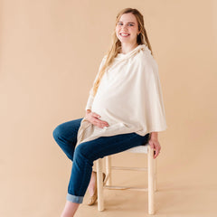 MakeMake Organics knit nursing cover vanilla breathable weave demonstrates airy comfort on-the-go
