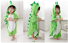 Maleroads hooded bath robe in green dinosaur print offers playful bath time comfort.