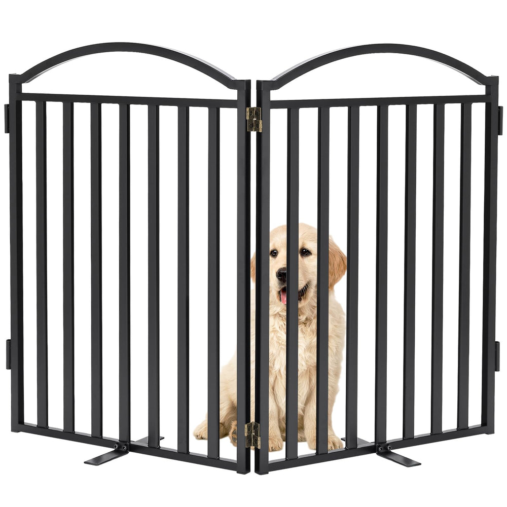Malier metal freestanding dog gate 32-inch height blocks stairs and doorways for safer pet boundaries