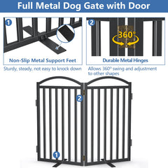 Malier dog gate indoor outdoor use demonstrates versatile setup for stairs and hallways.