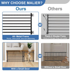 Malier dog gate with pressure mount setup for quick, tool-free installation.