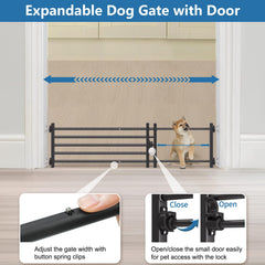 Malier extra-wide dog gate adjustable shows versatility for doorways and halls.