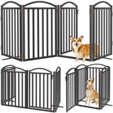 Malier freestanding dog gate front view highlights sturdy metal construction for durable indoor outdoor use