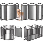 Malier metal freestanding dog gate with door six panels creating a sturdy wide barrier