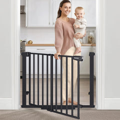 Malier Newest Baby Gate walk-through opening for easy entry with a baby or belongings
