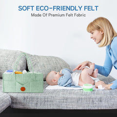 Maliton diaper caddy removable divider demonstrates flexible storage for varying baby items