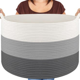 Maliton blanket basket exterior shows sturdy cotton rope construction for durable storage