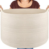 Maliton blanket basket top view showing roomy storage for blankets and pillows
