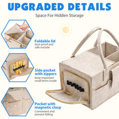 Maliton diaper caddy side pocket with zipper secures small items while on the go
