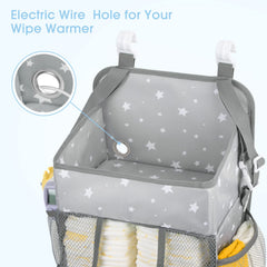Maliton diaper organizer with adjustable buckle strap for thick crib bars versatility