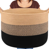 Maliton large woven basket front view showing ample storage for blankets.