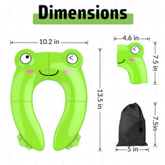 Maliton portable potty seat green frog open for kid-friendly on-the-go potty sessions.