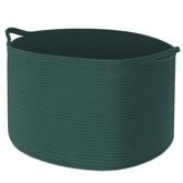Maliton woven rope basket with blankets neatly organized for living room storage.