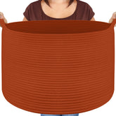 Maliton XXL cotton rope basket folded for compact storage and reshaping.