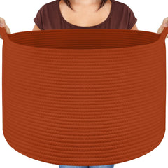 Maliton XXL cotton rope basket folded for compact storage and reshaping.