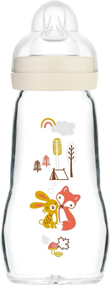 MAM Feel Good Glass Bottle 260ml ready for everyday feeding.