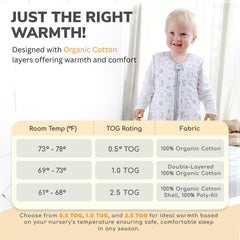 Mama Cheetah sleep sack with 2-way zipper for quick changes at night