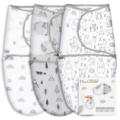 Mama Cheetah organic baby swaddle front view with snug nighttime sleep