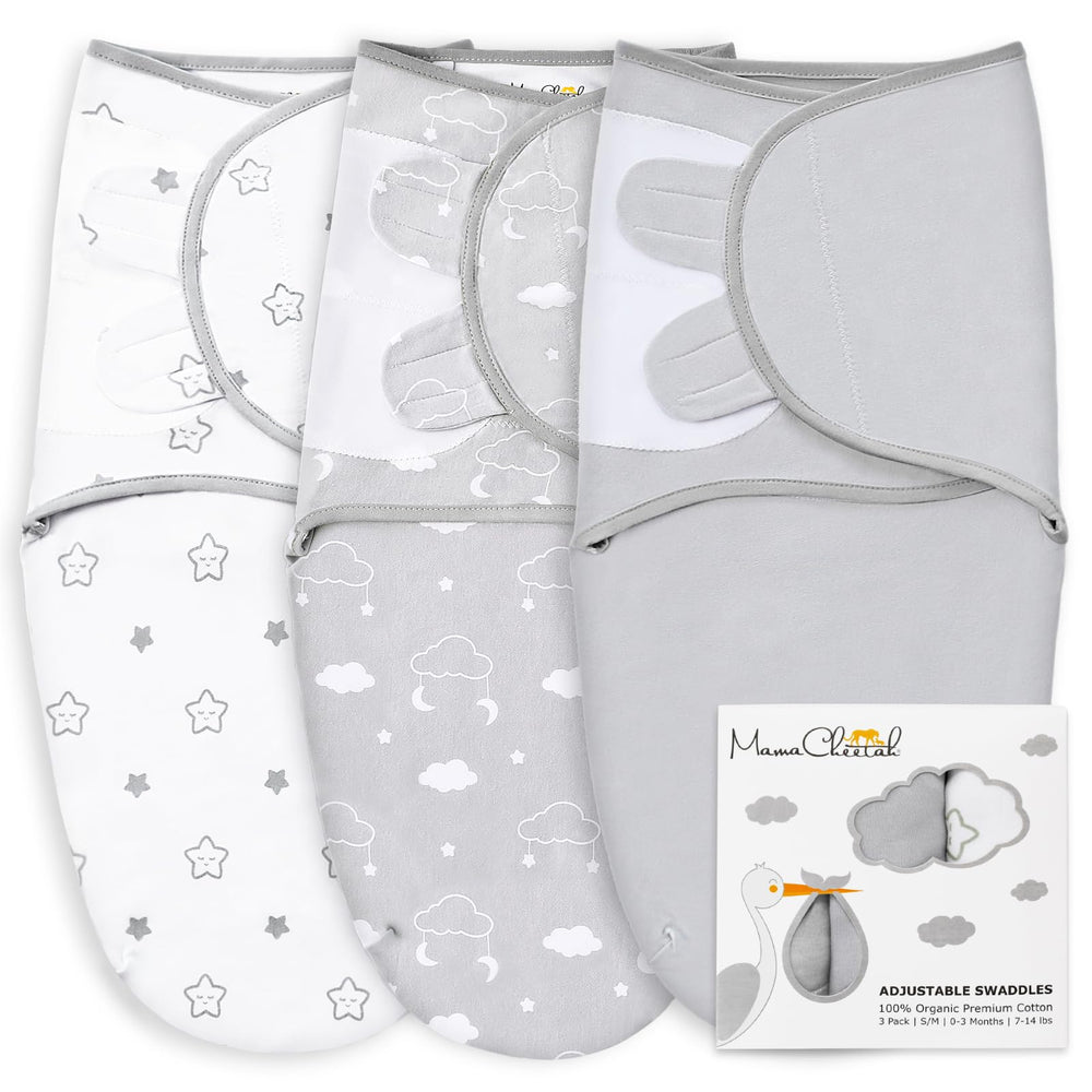 Mama Cheetah Preemie Swaddle Sack closeup shows soft organic cotton for gentle sleep