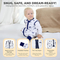 Mama Cheetah sleep sack bottom zipper cover—prevents accidental unzipping.