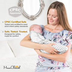 Mama Cheetah Swaddle Sack adjustable-wings-velcro illustrates easy fit for growing babies