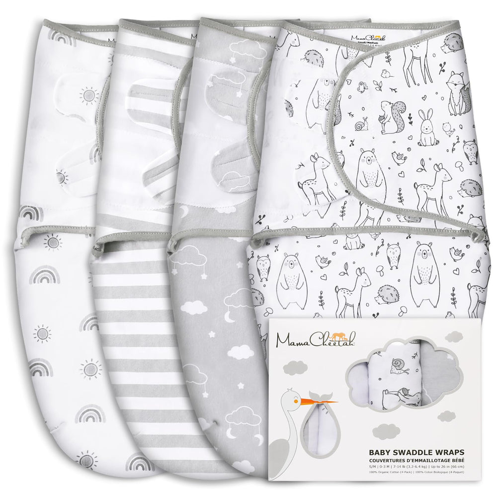 Mama Cheetah Swaddle Sack soft-organic cotton close-up shows breathable fabric for comfy sleep