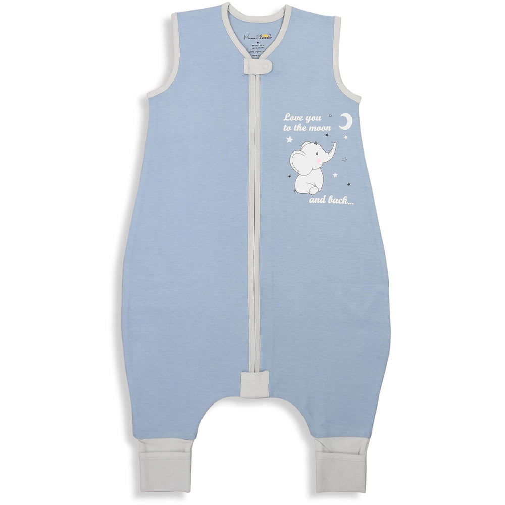 Mama Cheetah sleep sack with feet close-up in soft organic cotton for cozy sleep