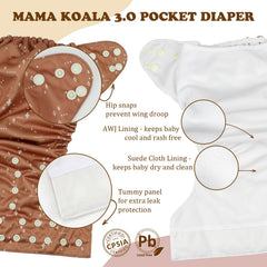 Mama Koala 3.0 diaper six natural inserts enabling versatile absorbency.