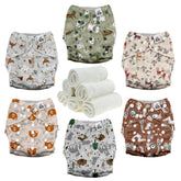 Mama Koala forest animals diaper cover shows adjustable fit for growing babies with comfy leg openings
