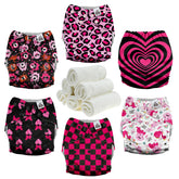 Mama Koala 3.0 Pink Love cloth diaper pack—reusable for daily use and easy washing.
