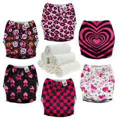 Mama Koala 3.0 Pink Love cloth diaper pack—reusable for daily use and easy washing.